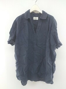 ◇ ◎ green label relaxing UNITED ARROWS リネン100% 五分袖 ブラウス カットソー ネイビー レディース P