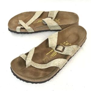 ビルケンシュトック/パピリオ/Papillio★コンフォート/レザーサンダル【7/26.0/アイボリー×茶/IVORY×BROWN】Shoes/sandal◆Q-531