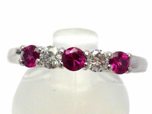 ルビー ダイヤモンドリング Pt950 5.4g 17号　Jewelry Ruby0.538ct Dia0.26ct Ring