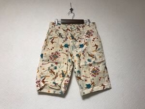 本物ビームスプラスBEAMS+PLUSコットンアロハ柄ショートハーフパンツメンズサーフアメカジミリタリーストリートアメリカ製ベージュS