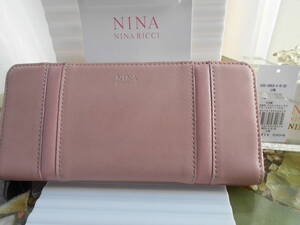 特価★新品値札付★NINA RICCI カルーンパース牛革 長財布 ラウンド型 箱入送料込★ニナリッチ ライトピンク イタリア製ソフトリアルレザー