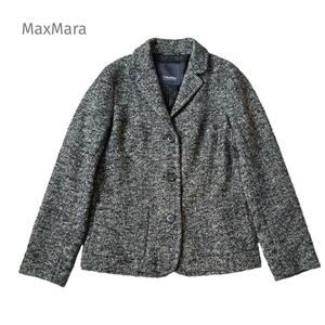  S MaxMara エスマックスマーラ ウール モヘヤ アルパカ ツイード テーラードジャケット 36 S レディース フォーマル 卒業式 入学式 