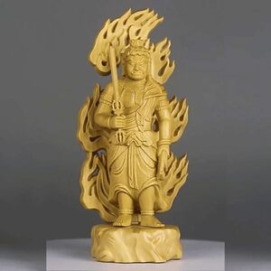 仏像 不動明王(酉年生まれ) 柘植製 総高10cm【明王像】◆厄除け十二支守り本尊・守護仏