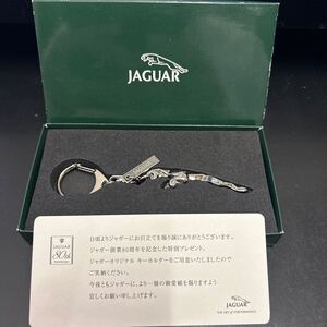 箱付き未使用★JAGUAR／ジャガー　80周年記念品/キーホルダー　キーリング　純正　ノベルティ/非売品★シルバー