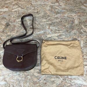 st1114/1円〜/CELINE/セリーヌ/ショルダーバッグ/レザー/斜め掛け/ゴールド金具/本革/レディース/中古/ジャンク