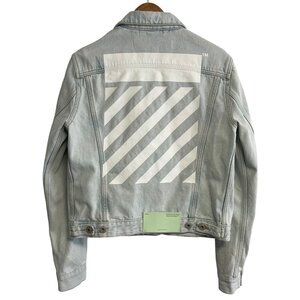 美品 Off-White オフホワイト Diagnal Stripe Denim Jacket デニムジャケット Gジャン 42 ライトブルー ◆