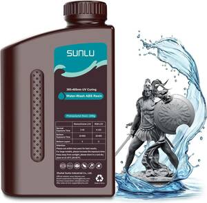 1kg 暗灰 【アップグレード】SUNLU 水洗いABS樹脂、ABS-Likeレジンと水洗いレジンの特徴を兼ね備え、水洗い可能 、