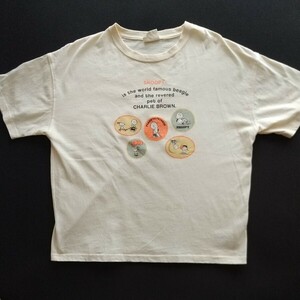 ★スヌーピー ☆Snoopy Peanuts ◆レディース 半そでTシャツ◇綿100% ベージュ Lサイズ