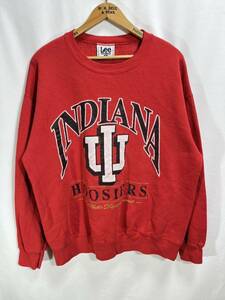 ■ 90s ビンテージ USA製 Lee SPORT リー INDIANA HOOSIERS イラスト スウェット トレーナー サイズL インディアナ大学 フージャース 赤 ■