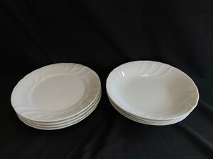 NARUMI BONE CHINA 食器 スープ皿19.5㎝ 4枚 プレート22㎝4枚 白 ホワイト ナルミ ボーンチャイナ ☆ちょこオク☆雑貨100