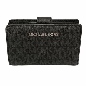 MICHAEL KORS マイケルコース 二つ折り財布 総柄 ブラック シルバー金具 レディース財布 fe ABB1