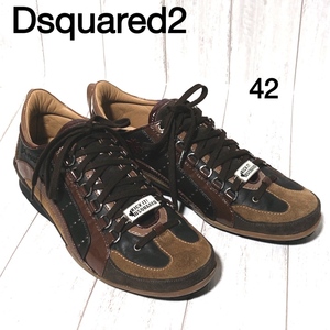 ディースクエアード スニーカー 42/DSQUARED2 ミックスレザー 伊製 ブラウン系