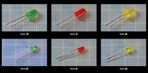 LED 10個パック (赤、緑、黄3mm,5mm)