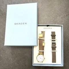 SKAGEN ピンクゴールド 腕時計　交換バンド付き