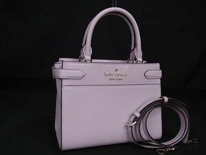 1円 ■美品■ kate spade ケイトスペード レザー 2WAY ハンドバッグ ショルダーバッグ 斜め掛け レディース ライトパープル系 FD0598