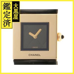 CHANEL　シャネル　マトラッセ　H0109　GP/エナメルベルト　ブラック文字盤　クォーツ　【205】