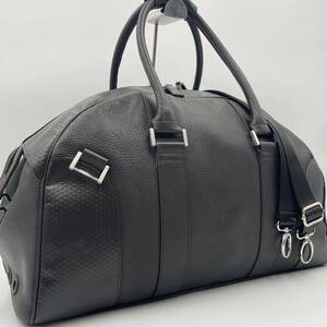 1円【大容量・極美品】dunhill ダンヒル 現行ロゴ Adv8 Medium Holdall ボストンバッグ 2way ゴルフ メンズ ショルダー レザー 出張 旅行