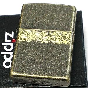 ZIPPOライター タトゥーライン アンティークブラス ジッポ 彫刻 ゴールド ブラスバレル仕上げ 古美仕上げ メンズ プレゼント