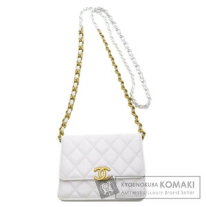 CHANEL シャネル チェーンウォレット ココマーク マトラッセ ショルダーバッグ ラムスキン レディース 中古