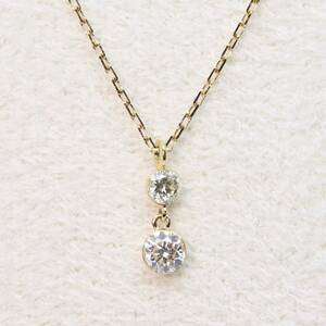 アガット K18 2連 ネックレス ダイヤモンド 0.15ct/24-2146S