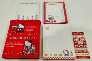 HELLO KITTY ハローキティ はかりに乗ったお座り缶入りレターセット　01