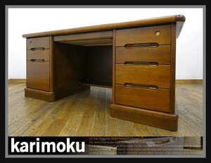 ◆FX714◆展示品◆karimoku カリモク◆楢 オーク材◆両袖机◆書斎机◆勉強机◆ワークデスク◆鍵付◆役員◆重役◆Executive◆鍵付き◆25万