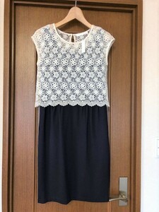 新品アナイANAYI★レーストップス付きジャージーワンピース