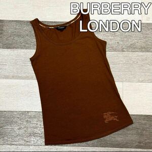 【極美品】バーバリーロンドン BURBERRY LONDON ホースロゴ タンクトップ ノースリーブ ブラウン 茶 サイズ1