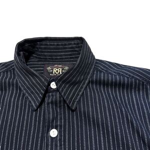 【名作】RRL Black Striped Shirt XS ダブルアールエル ブラックストライプ シャツ