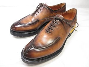 HH超美品 【Berluti ベルルッティ】 13854 レザー Uチップ ホールカット風 パティーヌ シューズ 靴 (メンズ) size6.5 ブラウン■30MZA5875