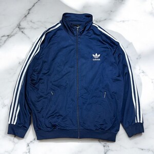 古着 送料無料 90s adidas TRACK JACKET NAVY アディダス トラックジャケット ジャージ 万国旗タグ【Vintage】