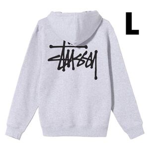 ステューシー BASIC STUSSY ZIP HOODIEパーカー L グレー