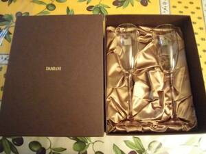 ダミアーニ DAMIANI 本物 ガラス グラス 2個 セット 限定 箱 未使用 非売品 ノベルティ シャンパン グラスセット フランス製 アンティーク 