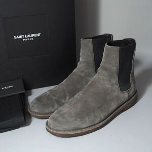 4-YD043◎ サンローランパリ SAINT LAURENT PARIS スエード チェルシーブーツ サイドゴアブーツ グレー 43 正規品 メンズ