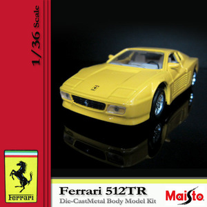 Maisto Ferrari 512TR ミニカー 1/36 Die Cast Metal Body 黄(8)