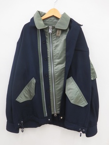 sacai サカイ 21-02661M 21AW Wool Surge Nylon Twill Blouson ドッキング ジャケット　美品　3