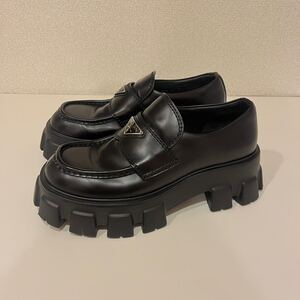 PRADA プラダ モノリス レザー ローファー サイズ5 24.0cm 2DE129 ブラック 黒