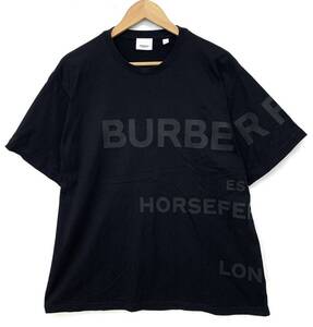 T12/029 BURBERRY LONDON バーバリー ロンドン 半袖 Tシャツ ホースフェリー ロゴプリント M ブラック