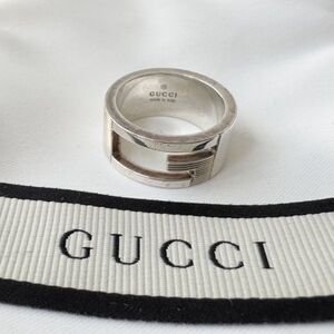 ◆ グッチ GUCCI ブランデッドG リング 925 サイズ7 重量約6.8g 保存袋付き シルバー アクセサリー 指輪 レディース メンズ