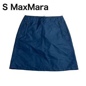 【1円～】S MaxMara エスマックスマーラ 台形スカート ナイロン ネイビー紺 36 S