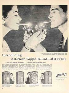 1956年ZIPPO Lightersまったく新しいZippo SLIM-LIGHTERの登場。/ヴィンテージ雑誌広告オリジナル・ポスター