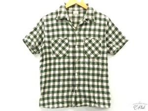 美品 COOTIE　クーティー　チェックシャツ　オープンネック 半袖シャツ green S