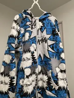 stussy ステューシー　ポップシャウト柄　サイズ　パーカー