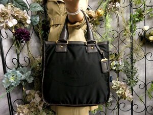 ●超美品●PRADA プラダ●ポコノ ナイロン カーフ レザー 本革●トート バッグ●黒 ダークブラウン●G金具●イタリア製●B5 書類●Js51674