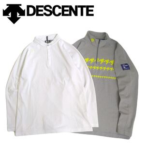 新品同様 おまけ付 DESCENTE GOLF MOVE SPORT 蓄熱保温 ハーフジップ モックネック 長袖ポロシャツ メンズL デサント ゴルフウェア 2501144