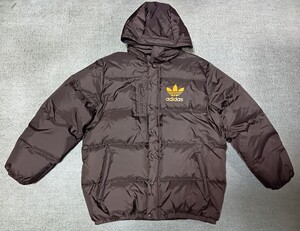 ◎ほぼ未使用◎激レア◎高級極暖◎稀少ビッグサイズ◎adidas originalsアディダスオリジナルスフーデットダウンジャケット size O ブラウン