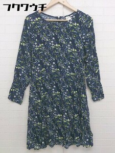 ◇ ◎ ●美品● GAP ギャップ タグ付き 花柄 長袖 ミニ ワンピース サイズS ネイビー マルチ レディース