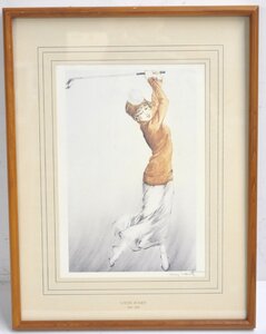 ルイ・イカール 複製ミニ版 「ゴルフ」 複製画 版画 約横30.5×縦39.5cm Louis Icart フランス アールデコ 美人画 インテリア アンティーク