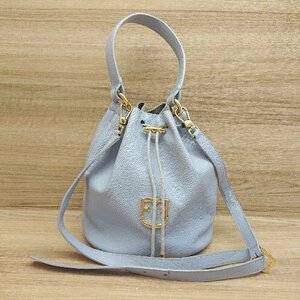 ◇ FURLA フルラ シンプル カジュアル 綺麗め フォーマル 巾着風 ショルダ－バッグ ブルー系 レディース E