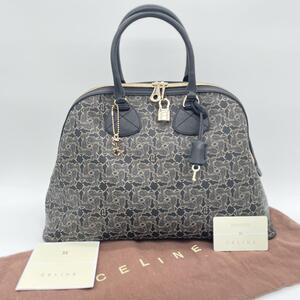 【未使用級】セリーヌ CELINE サルキー ハンドバッグ 馬車 総柄 グレー系